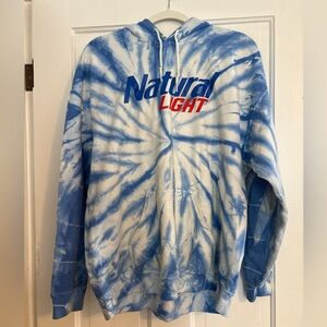 Blue and White Tie-Dye Natural Light Hoodie